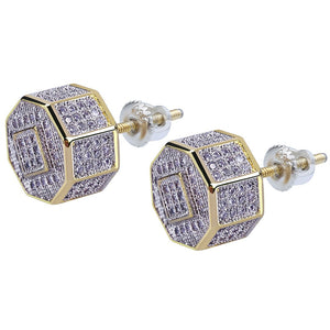 Men's Circular Paved Stud Earrings