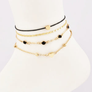 Women's Gold 4 Piece Foot Anklet