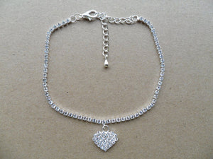 Shiny Silver Rhinestone Anklet