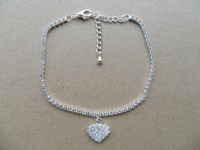 Shiny Silver Rhinestone Anklet