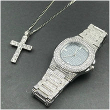 Load image into Gallery viewer, Men&#39;s Luxury Diamond Watch With Necklace