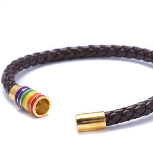 Men's Leather Braided Pride Bracelet