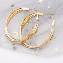 Load image into Gallery viewer, Big Circular Gold Hoop Earrings