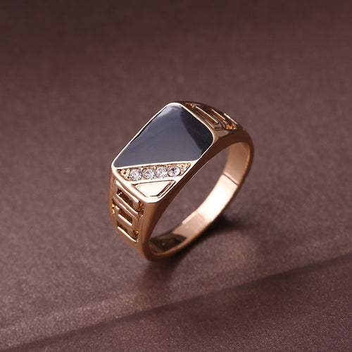 Men's Classic Gold Rhinestone Ring