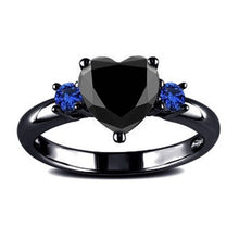 Load image into Gallery viewer, Women&#39;s Black Heart Crystal Ring