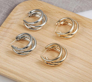 Women's Round Metal Earrings