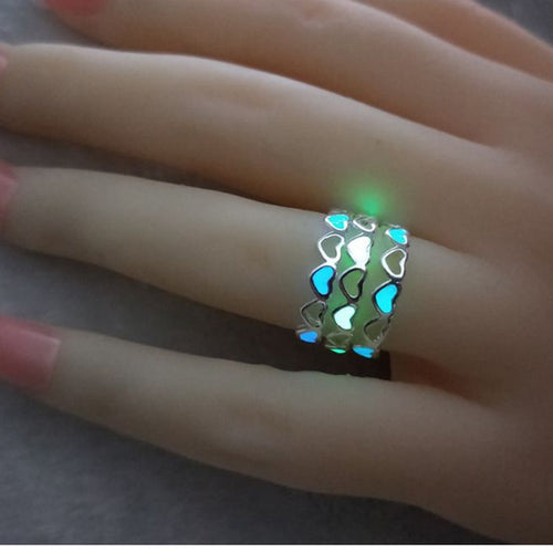 Adjustable Heart Shape Glow In The Dark Ring