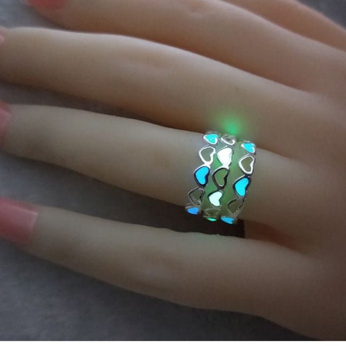 Adjustable Heart Shape Glow In The Dark Ring