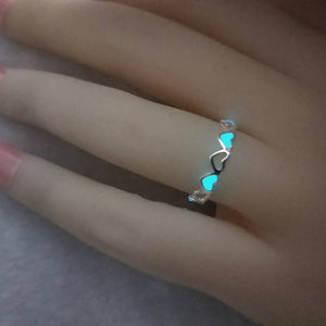 Adjustable Heart Shape Glow In The Dark Ring