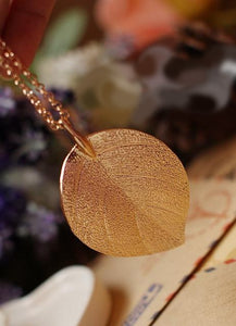 Golden Leaf Pendant Necklace