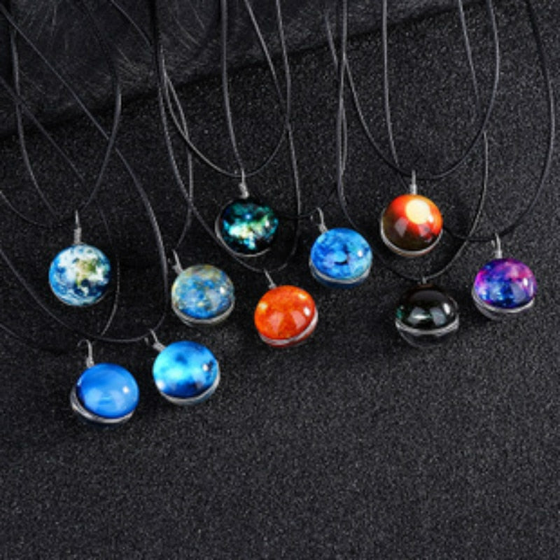 Handmade Glowing Galaxy Ball Necklace