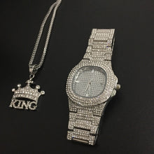 Load image into Gallery viewer, Men&#39;s Luxury Diamond Watch With Necklace