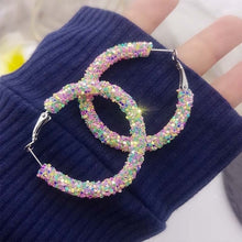 Load image into Gallery viewer, Shiny Rhinestone Crystal Hoops