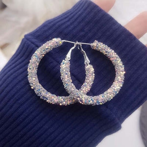 Shiny Rhinestone Crystal Hoops