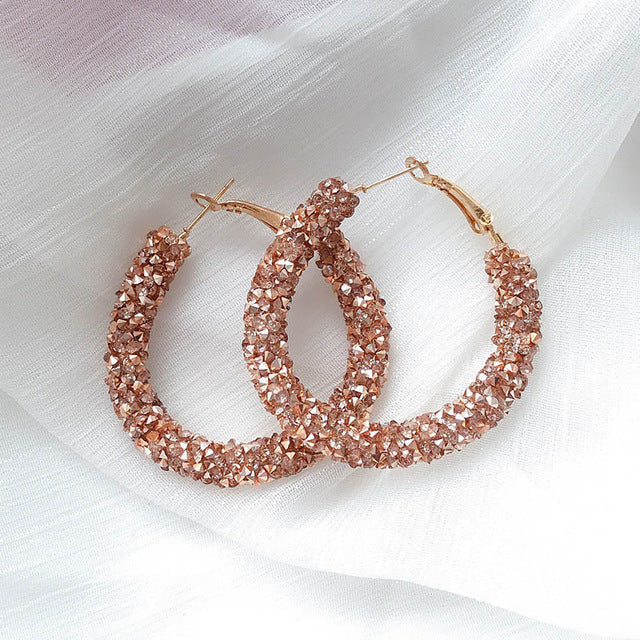 Shiny Rhinestone Crystal Hoops