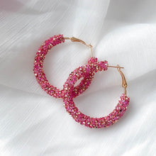 Load image into Gallery viewer, Shiny Rhinestone Crystal Hoops