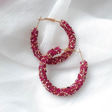 Load image into Gallery viewer, Shiny Rhinestone Crystal Hoops