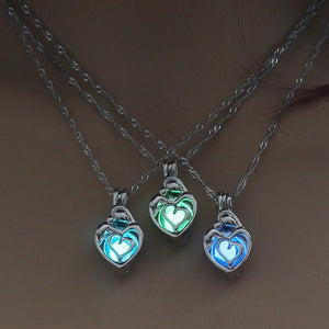 Women's Glowing Heart Stone Pendant Necklace