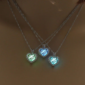 Women's Glowing Heart Stone Pendant Necklace