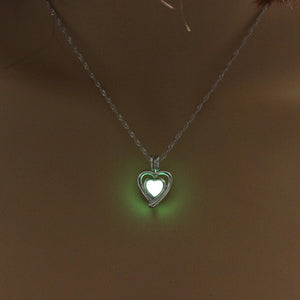 Women's Glowing Heart Stone Pendant Necklace