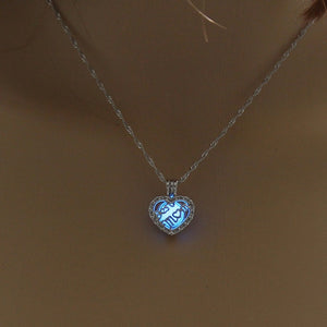 Women's Glowing Heart Stone Pendant Necklace