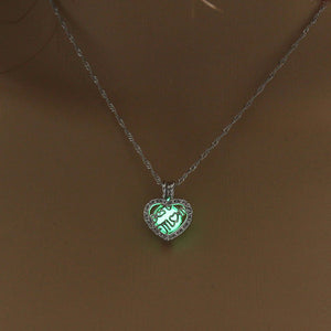 Women's Glowing Heart Stone Pendant Necklace