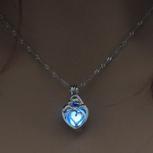 Women's Glowing Heart Stone Pendant Necklace