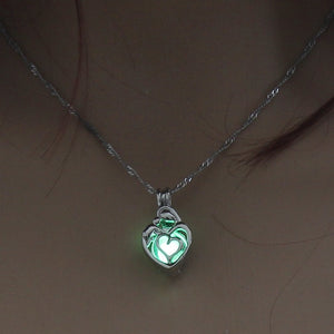 Women's Glowing Heart Stone Pendant Necklace