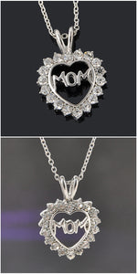 Trendy "Mom" Crystal Heart Necklace