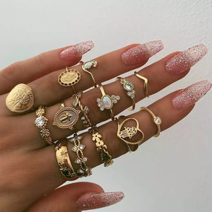 Women's 15 Piece Fashion Ring Set