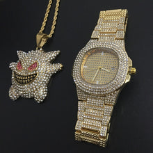 Load image into Gallery viewer, Men&#39;s Luxury Diamond Watch With Necklace