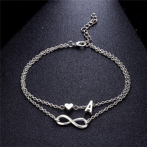 Women's Alphabet Letter Heart Anklet