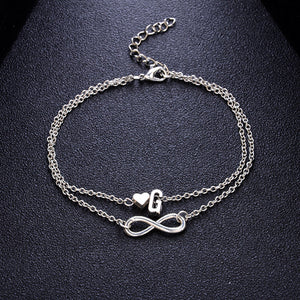 Women's Alphabet Letter Heart Anklet