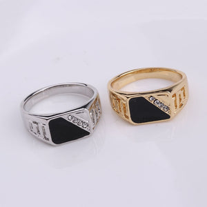 Men's Classic Gold Rhinestone Ring