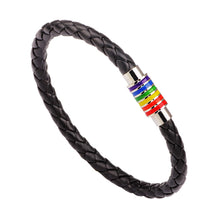 Load image into Gallery viewer, Men&#39;s Leather Braided Pride Bracelet