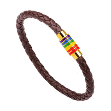 Load image into Gallery viewer, Men&#39;s Leather Braided Pride Bracelet