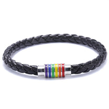 Load image into Gallery viewer, Men&#39;s Leather Braided Pride Bracelet