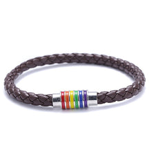 Load image into Gallery viewer, Men&#39;s Leather Braided Pride Bracelet