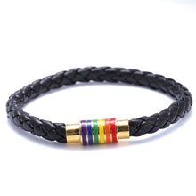 Load image into Gallery viewer, Men&#39;s Leather Braided Pride Bracelet