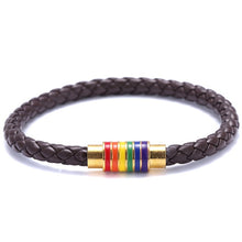 Load image into Gallery viewer, Men&#39;s Leather Braided Pride Bracelet