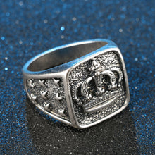 Load image into Gallery viewer, Men&#39;s Silver Hip Hop Crown Ring