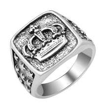 Load image into Gallery viewer, Men&#39;s Silver Hip Hop Crown Ring