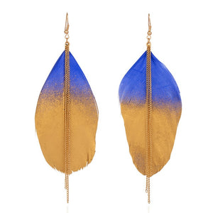 Long Style Tribal Feather Earrings