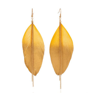 Long Style Tribal Feather Earrings