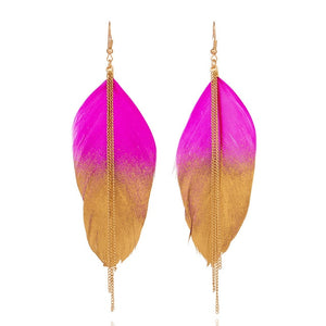 Long Style Tribal Feather Earrings