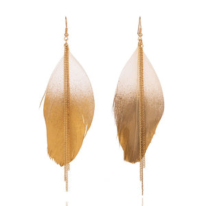 Long Style Tribal Feather Earrings