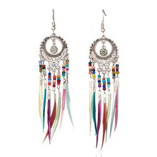 Load image into Gallery viewer, Long Style Tribal Feather Earrings