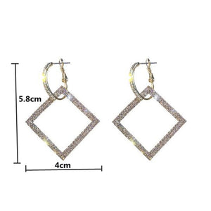 Shining Rhinestone Square Earrings