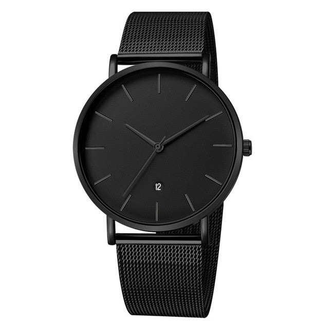 Men's Black Stainless Steel Wrist Watch