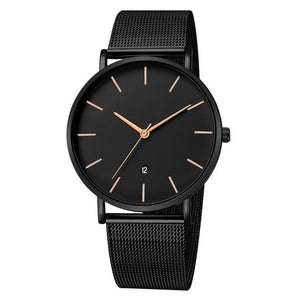 Men's Black Stainless Steel Wrist Watch